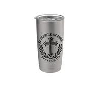 San Francesco d'Assisi prega per noi cattolici Bicchiere termico in acciaio inox doppia parete