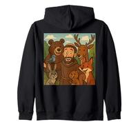 San Francesco Patrono Santo degli Animali Divertente Cattolico Selfie Felpa con Cappuccio
