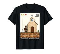 San Francesco Ricostruisci La Mia Chiesa 8-Bit Cattolico Videogioco Maglietta