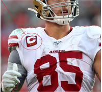 San Francisco 49ERS George Kittle Te 2-Gold- ⭐⭐ -star da Stiro Rosso Captain