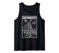 San Francisco Bridge UFO Invasione Vintage Alien Viaggio Canotta