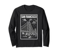San Francisco Bridge UFO Invasione Vintage Alien Viaggio Maglia a Manica