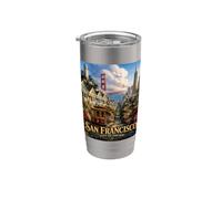 San Francisco California Scenic Cable Car Artwork Bicchiere termico in acciaio inox doppia parete