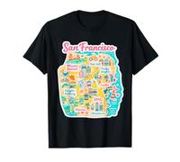San Francisco, Mappa, Illustrazione, Viaggio, Grafico, Disegno Maglietta