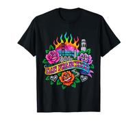 San Francisco Retro Ink Style City Art con Punti di Riferimento Rose Maglietta