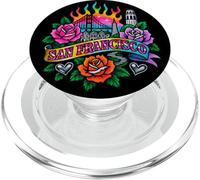 San Francisco Retro Ink Style City Art con punti di riferimento Rose PopSockets PopGrip per MagSafe