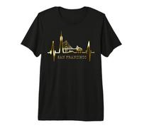San Francisco Skyline con Il Battito Cardiaco USA California Maglietta Premium