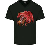 San Giorgio Che Uccide Un Drago Maglietta In Cotone A V-Collo Per Uomo