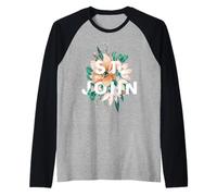 San Giovanni Disegno Floreale St John USVI Fiore Maglia con Maniche Raglan