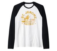 San Girolamo e il Leone Cattolico Santa Spina nella Paw Bible Maglia con Maniche Raglan
