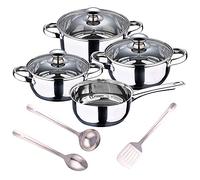 San Ignacio Batteria da cucina 7 pezzi in acciaio inossidabile + set 3 pezzi utensili da cucina in acciaio inossidabile, PK3369
