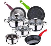 San Ignacio - Batteria da cucina 7 pezzi, in acciaio inox, con set padelle (18/22/26 cm) SAN IGNACIO Jolie in alluminio forgiato