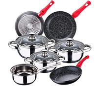 San Ignacio - Batteria da cucina 7 pezzi, in acciaio inox, con set padelle (20/24/28 cm) SAN IGNACIO Energy in alluminio forgiato