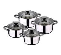 San Ignacio Batteria da Cucina 8 piezas-Acero vidrio-apta inoxidable-Tapas per inducci nColección Hita, Ø16 Ø18 Ø20 e Ø24 cm