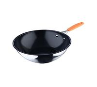San Ignacio Compact - 28 cm Wok - Alluminio forgiato - Fusion di Whitford interno in nero nero - Esterno in finitura Matt - Elenco di induzione - Dettaglio in acciaio inossidabile Dettaglio colore