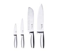 SAN IGNACIO Compact - Knife Set 4 pezzi di acciaio inossidabile - 1 coltello da chef 20 cm + 1 coltello santaku 17 cm + 1 coltello multi -usa 12 cm - 1 coltello pelare - finitura satinata satinata