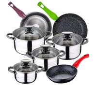 San Ignacio Dina, batteria da cucina, 8 pezzi, in acciaio inox, con set padelle (18/22/26 cm) SAN IGNACIO Jolie in alluminio forgiato