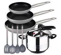 San Ignacio Duna Premium Pentola Express 7 Litri + Set 3 pentole + Utensili da Cucina, Acciaio Inossidabile, Cromato