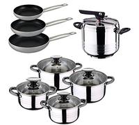 San Ignacio Pentola a Pressione 7 Litri + Batteria Cucina 8 Pezzi + Set 3 padelle cromate, Unica