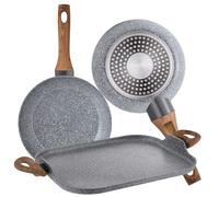 San Ignacio PK2024 Set di 2 padelle Ø18 Ø26 e girarrosto grill 35,5 x 28,3 Daimiel, alluminio forgiato, induzione