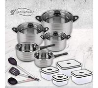 San Ignacio Premium batteria 8 pezzi, acciaio inossidabile, multicolore, 5 corpi + 3 utensili + 4 contenitori per il pranzo