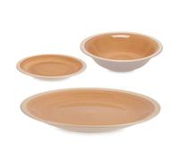 San Ignacio Set 18 pezzi stoviglie gres beige bordo collezione VESSIA