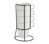 San Ignacio Set 4 tazze impilabili bianco con ripiano collezione VESSIA