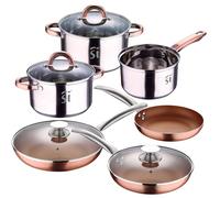 San Ignacio Set batteria da cucina "onil" 5pc in acciaio inox + set di 5 padelle in alluminio pressato