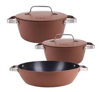 San Ignacio Set di 2 casseruole Ø20 cm-2L Ø28 cm-6L + contenitore Ø32 x 8 cm in alluminio forgiato AGROS