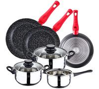 SAN IGNACIO Set di 3 padelle da cucina, 20/24/28 cm in alluminio forgiato, cromato e nero, PK4923