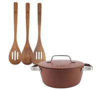 San Ignacio Set di casseruola Ø20 x 8,5 cm da 2 l con coperchio in alluminio + 3 utensili da cucina in legno AGROS