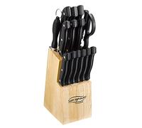 SAN IGNACIO Set di coltelli, 15 pezzi: coltelli in acciaio INOX e coltello in legno, SG-4158