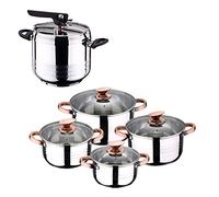 San Ignacio Set pentola a Pressione 7 l + Batteria Cucina 8 Pezzi, Acciaio Inossidabile, Cromato
