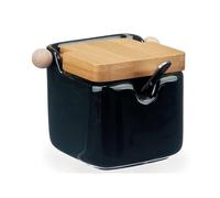 San Ignacio Zuccheriera ceramica nero coperchio bambù collezione VESSIA