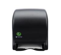 San Jamar ecoLogic Tear-N-Dry - Dispenser elettronico di asciugamani di carta in plastica riciclata, alimentato a batteria, dispenser da parete per casa e lavoro, rotoli da 25,4 cm, nero