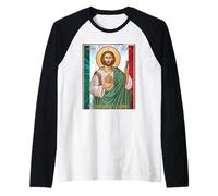San Judas Tadeo - Bandiera Messicana di St. Jude Art Devocion Maglia con Maniche Raglan