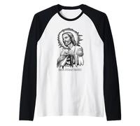 San Judas Tadeo - St. Jude Art Bianco e Nero Maglia con Maniche Raglan