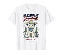 San Luis, AZ USA, Divertente disegno a forma di gatto Meowdy Pawtner Maglietta