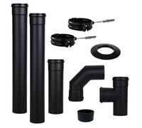 Kit tubi fumisteria scarico fumi per canna fumaria stufe a pellet da 80 mm