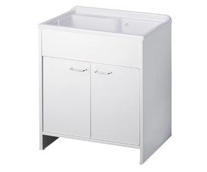 San Marco mobile con lavatoio per lavanderia, da interno o esterno, mobile lavanderia con lavatoio, dotato di vano interno, con vasca in resina. (80x50 cm, da interno/esterno)