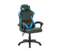 San Marco Poltrona da gaming nera e blu sedia ergonomica con cuscino lombare e cervicale per l'utilizzo prolungato anche in ufficio.