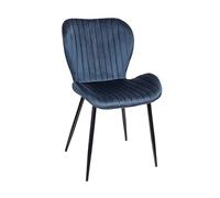 San Marco Set 4 sedie da Pranzo in Velluto, Col. Blu, Sedia da Sala d'Attesa, Sedia con Schienale, Sedia Ergonomica con Gambe Metalliche, Seduta e Spalliera Imbottita, Piedini Regolabili.