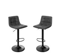 San Marco Set di 2 Sgabelli da Bar, da Isola Cucina Vintage di Design in Similpelle, Regolabili e Girevoli a 360°, con Schienale e Poggiapiedi, Struttura in Acciaio (Nero)