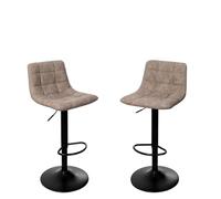 San Marco Set di 2 Sgabelli da Bar, da Isola Cucina Vintage di Design in Similpelle, Regolabili e Girevoli a 360°, con Schienale e Poggiapiedi, Struttura in Acciaio (Beige)