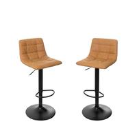 San Marco Set di 2 Sgabelli da Bar, da Isola Cucina Vintage di Design in Similpelle, Regolabili e Girevoli a 360°, con Schienale e Poggiapiedi, Struttura in Acciaio (Ruggine)