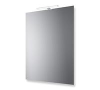 San Marco specchio filo lucido, specchio da bagno con luce, disponibile con o senza lampada da 30 o 45 cm, specchio da parete bagno, installazione semplice e veloce. (70x50 cm, con lampada 30 cm)