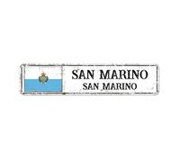 San Marino Street Cartello in metallo con bandiera San Marino in metallo per esterni San Marino Capitale Country City Souvenir Targa in metallo rustica decorazione per la casa regalo per amici