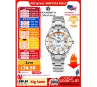 San Martin 2025 Nuovo quadrante smaltato completamente luminoso 39mm Orologio subacqueo Orologio da uomo di lusso NH35 Meccanico automatico impermeabile 200m SN0129