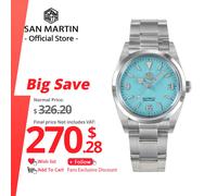 San Martin 36mm Orologio da uomo Esplora Serie Moda Coppie di lusso Orologio sportivo Meccanico automatico in acciaio inossidabile Relojes SN0021 Light Blue 369 PT5000