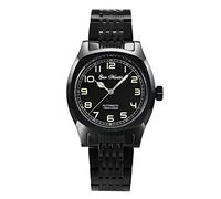 San Martin 38mm Nero Vintage Sport Mens Orologi Vetro Zaffiro Semplice Stile Militare Orologio Classico di Lusso Uomo Meccanico Orologi da Polso con Logo, Con logo, Meccanico